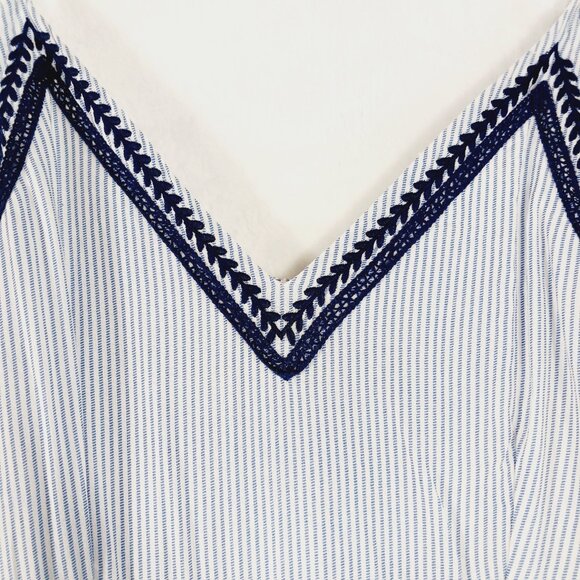 Japana, Palazzo Jumpsuit, S, Blue & White Stripe, Spaghetti Straps, Navy Trim - Picture 3 of 15